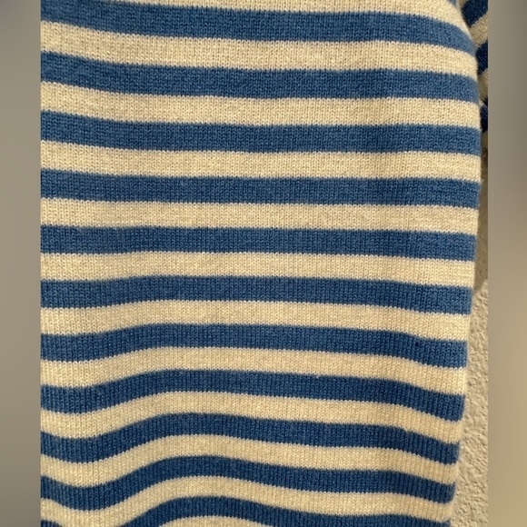 Oak + Fort Knit Blue White Striped Cropped Collared Short Sleeve Tee Size Small - Picture 7 of 14
